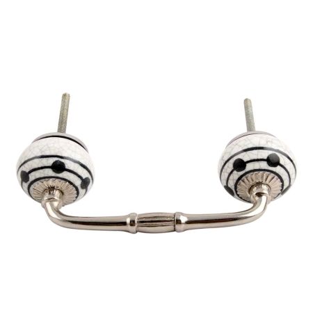 Black Striped Dotted Crackle Ceramic Bridge Handle